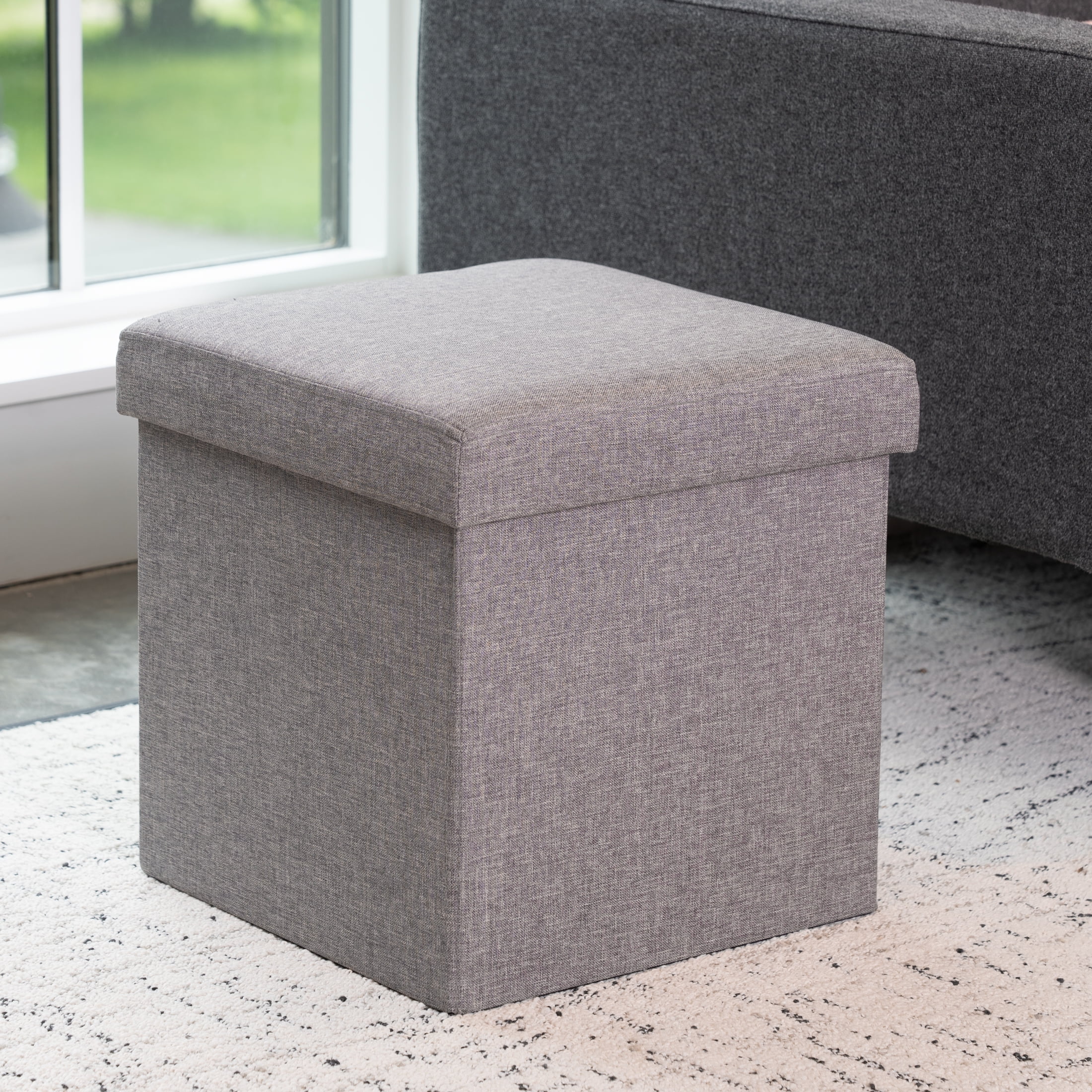 Mainstays Collapsible Storage Ottoman, Gray