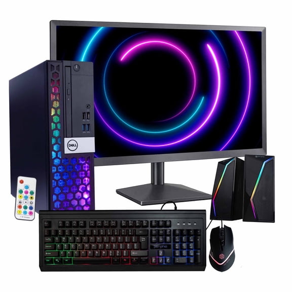 Dell RGB Desktop Computer Bundle | Intel Core i5, 16GB RAM, 500GB SSD | Windows 11 | 24" Monitor | Home or School PC Combo