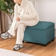 thumbnail image 5 of 24'' Ottoman with Storage, Upholstered Storage Ottoman Stool, Linen Fabric Cube Ottomans Footstools Small, Hinged Foot Rest Stool for Living Room Bedroom, Teal, 5 of 16