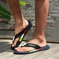 thumbnail image 3 of Rokment Men's Beach Athletic Flip Flops Indoor Outdoor Casual Comfortable Walking Slip on Thongs Summer Beach Barefoot Water Sandals for Swimming Pool Shower Bath Blue Size 7.5, 3 of 5