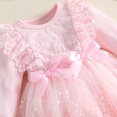 thumbnail image 6 of Cjfdfy Newborn Baby Girls Lace Dress Fall Clothes Bodysuit Ruffle Long Sleeve Floral Lace Romper Dress And Bow Headband Infant Cute Coming Home Outfit Fall Winter Outfit 0-18 Months, 6 of 9