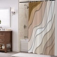 thumbnail image 3 of Brown Shower Curtain, Brown Ombre Aqua Beach Waves Abstract Ocean Modern Bathroom Curtain Home Decor Waterproof Fabric Machine Washable with 12 PCS Hooks,72" Wx72 L, 3 of 6