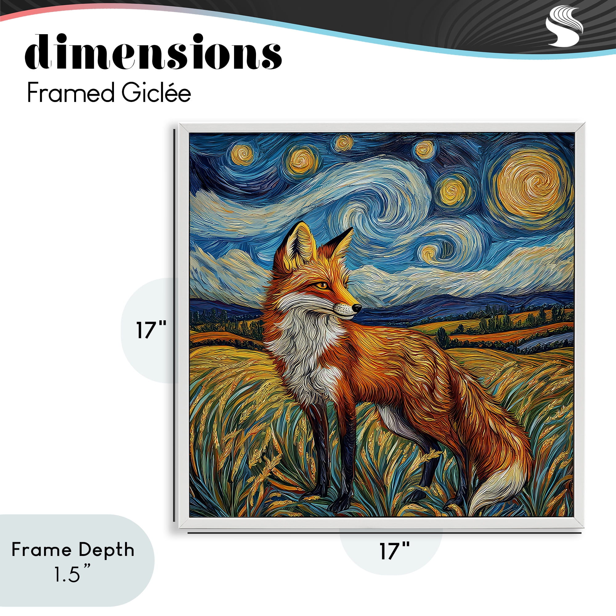 Stupell Industries Swirling Impressionist Fox White Framed Giclee Art, design by The Wands Want
