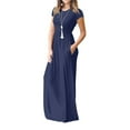 thumbnail image 2 of PENGXIANG Femmes Robe Décontractée Femmes O Cou Poches Décontractées Robe de Sol Manches Courtes Robe de Soirée en Vrac Vêtements Femmes L Beige, 2 of 6