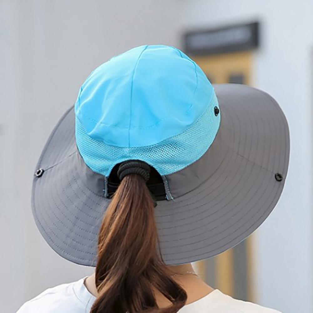 Sun Hats for Women Beach Hat Ponytail Hat Womens Sun Hat with UV Protection Wide Brim - image 3 of 11
