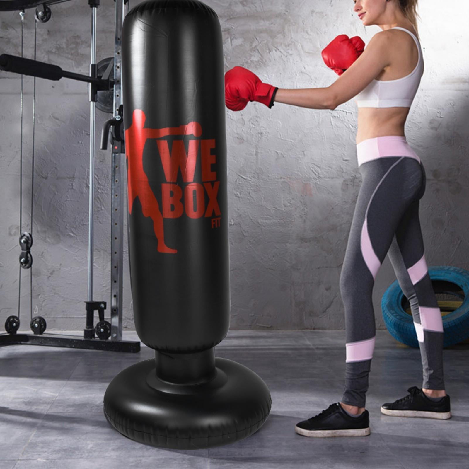 Inflatable Boxing Bag Train Punching Stand Fitness Equipment Black 1.6m 