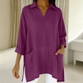thumbnail image 7 of Bixock Women's Maternity Tops Long Sleeve Shirts V Neck Cotton Linen Loose Pregnant Casual Blouse with Pockets Soft Breathable Daily Wear Maternity Clothings, 7 of 7
