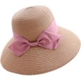 thumbnail image 2 of CoCopeaunts Straw Bucket Hat for Women Bowknot Decorate Belt Spring Summer Wide Brim Outdoor Beach Sweet Girls Basin Hat, 2 of 8