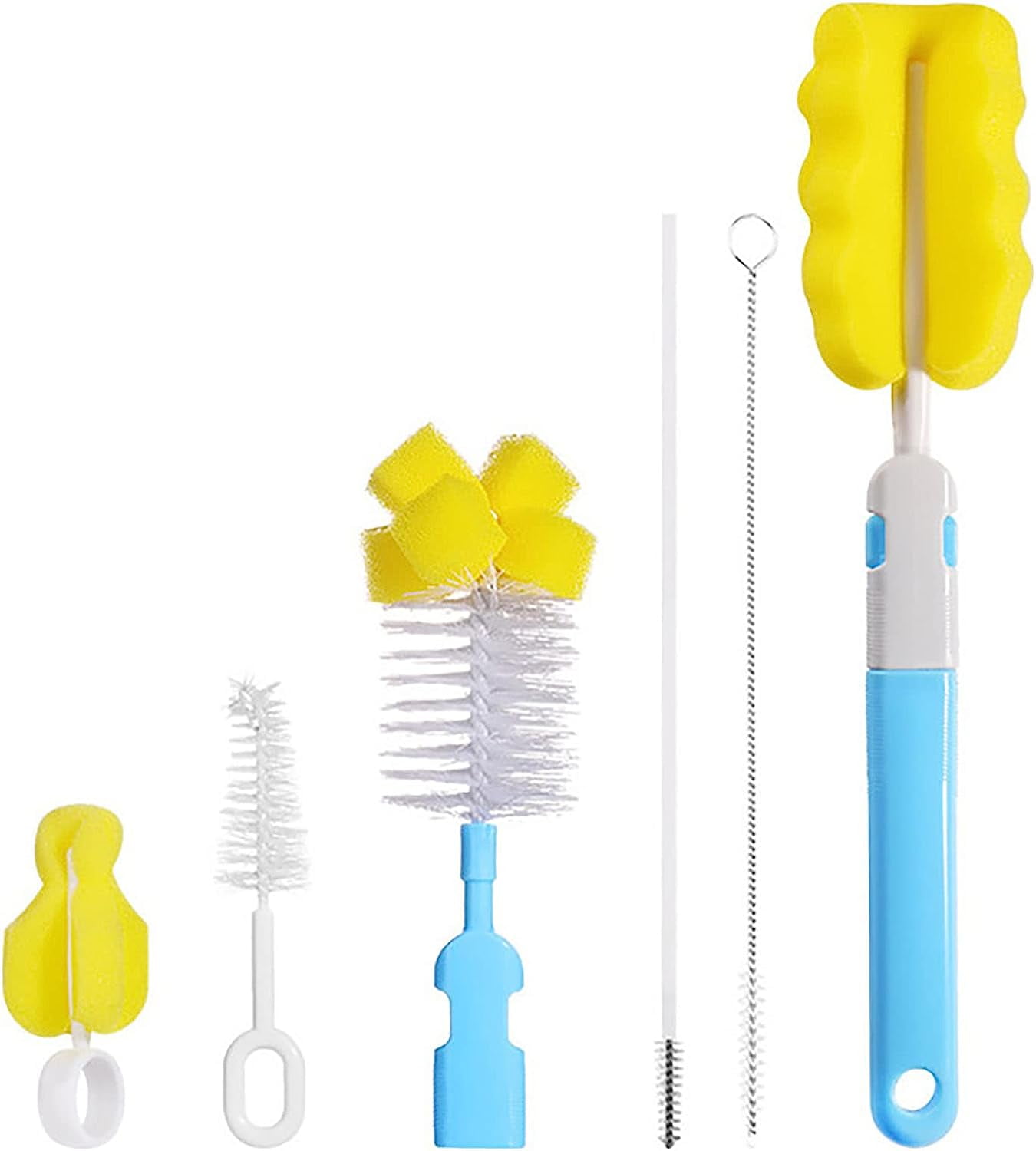 Baby Bottle Brush Set Detachable Handle Sponge 360 Degree Cleaning Baby