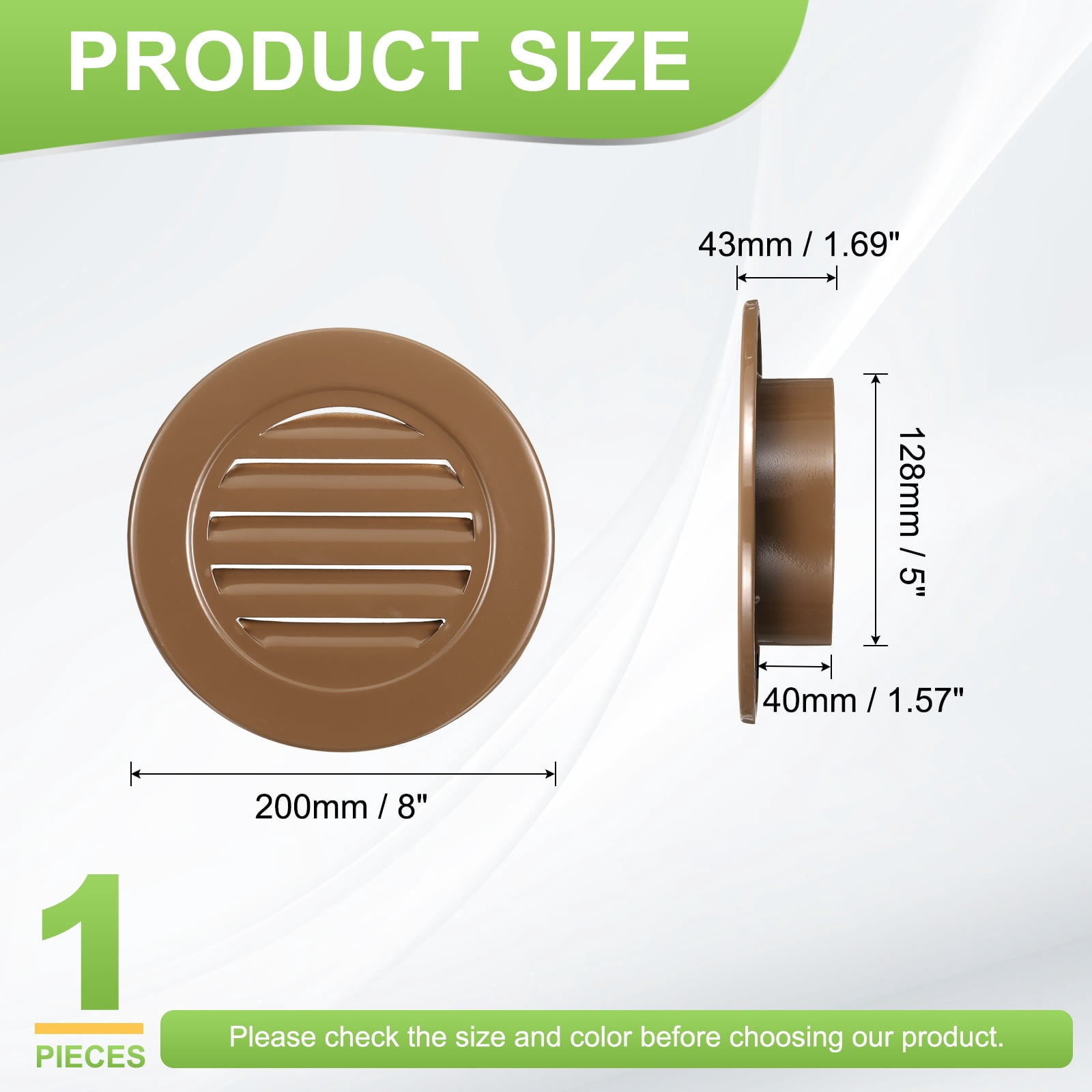 Uxcell 5" Round Air Vent, Louver Grille Cover Aluminum Alloy Soffit Vent HVAC Ventilation for Ceiling Wall Roofing Bathroom Kitchen Garage Duct Shed Garage, Coffee