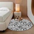 thumbnail image 2 of Round Rugs 6Ft, Grey Tropical Leaves Round Area Rug Washable Indoor Throw Carpet, Summer Palm Trees Botanical Soft Non Slip Circle Rug for Office Cabinet Home Decor Aesthetic, 2 of 8