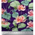 thumbnail image 1 of Soimoi Tissu de Velours Feuilles & Lotus Imprimé Fleur par la Cour 58 Pouces de Large, 1 of 1