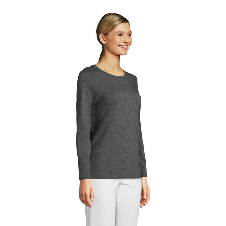 Lands' End Women's Petite Relaxed Supima Cotton Long Sleeve Crewneck T-Shirt