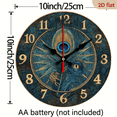 thumbnail image 3 of 10Inch Evil Eye Wall Clock Evil Eye Wall Clock, Silent Movement, Round Wooden Clock with Peacock Feather Design, AA Battery Operated (Batteries Not Included) for Living Room, Office, Ent, 3 of 7