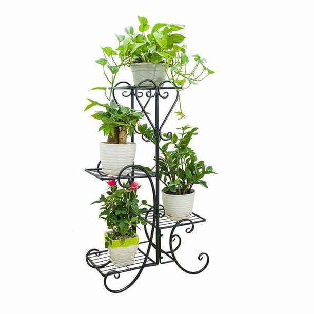 Estante for macetas de hierro for interiores, soporte alto for plantas, soporte de exhibición for macetas de Metal, estante for jardín al aire libre, 4 niveles