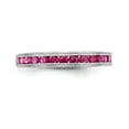 thumbnail image 4 of 14K White Gold Ring Band Wedding Ruby Round Red, 4 of 7