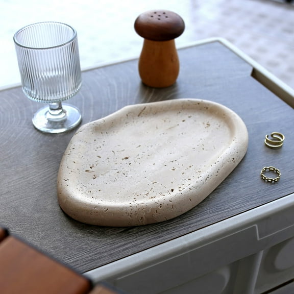 Natural Marble Tray for Jewelry, Food, Home Decor, Vanity,Dresser Storage,Irregular Stone Sculpture Trays, Non-Resin/Non-Ceramic