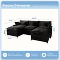 thumbnail image 6 of Toject 107.87" Modular Sectional Sofa U Shaped Cloud Couch, Chenille 4 Seat Deep Seat Sofa with 2 Movable Ottomans for Living Room Bedroom Apartment, Black, 6 of 10