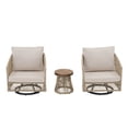 thumbnail image 6 of JOIVI 3-Piece Patio Furniture Set, Outdoor Bistro Sets with Wood Top Coffee Table, Outdoor Wicker Swivel Chairs for Backyard, Deck, Balcony, 6 of 7