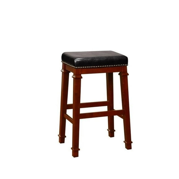 Riverbay Furniture 30" Faux Leather Bar Stool in Black