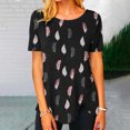 thumbnail image 1 of Fiudx Liquidación de Ofertas Flash Moda Mujer Casual Cuello Redondo Impresión Blusa Manga Corta Camiseta Verano Tops, 1 of 4