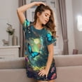 thumbnail image 3 of Fotbe Enchanted Forest Butterfly A Bata de Dormir para Mujer con Estampado, Camisón de Algodón de Manga Corta, Ropa de Dormir Casual, 3 of 6