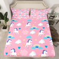 thumbnail image 2 of Castle Fairy Cute Unicorn Bed Sheets for Children Teens,Kawaii Rainbow King Sheets, 2 of 7
