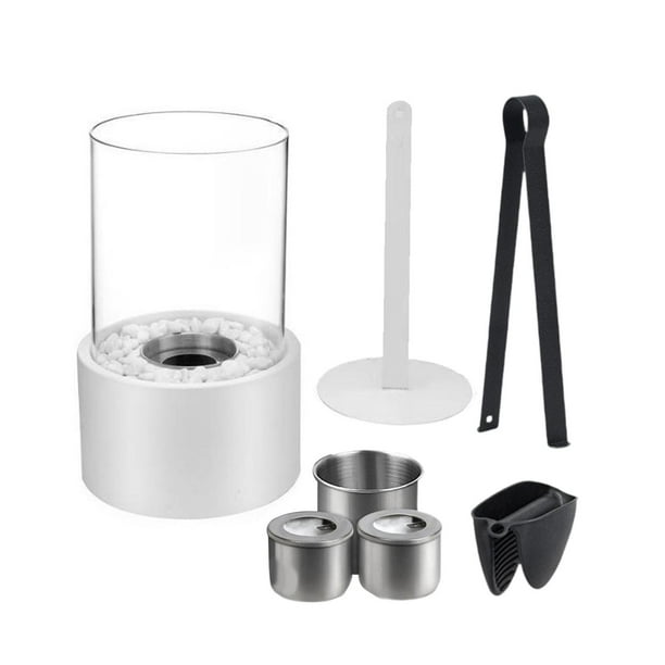 Mesa Chimenea de Alcohol Chimenea Tazón Mesa Centro de Mesa Quemador de Escritorio Mesa Fuego Interior Exterior para Patio Oficina Camping , blanco