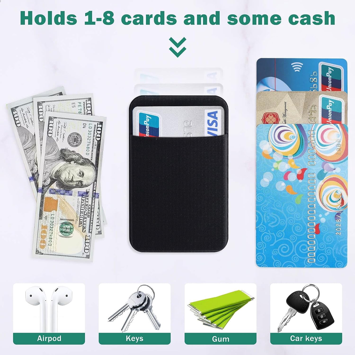 phone sleeve for cards Amazon.com: Phone Wallet Stick On, Leather Phone Card Holder, Credit Card  Holder for Phone Case Compatible with iPhone, Samsung and Android