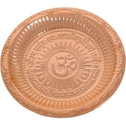 Rastogi Handicrafts Handmade Copper Hindu Puja Thali with Om Symbol and Gayatri Mantra - Diwali Decoration - Mandir Temple Accessory - Spiritual Gifts - Indian Dcor (7.5)