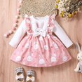 thumbnail image 2 of Baby Girl Easter Dresses 18-24 Months Cute Bunny Tutu Dress Long Sleeve Ruffle Bowknot Skirt Outfits Spring Birthday Easter Rabbit Clothes Red 12-18 Months, 2 of 7