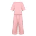 thumbnail image 4 of NMMUED Two Piece Sets for Women Summer Outfits Oversized Wide Leg Pants Lounge Sets Airport Beach Vacation Clothes Lounge Sets for Women Pink L, 4 of 6