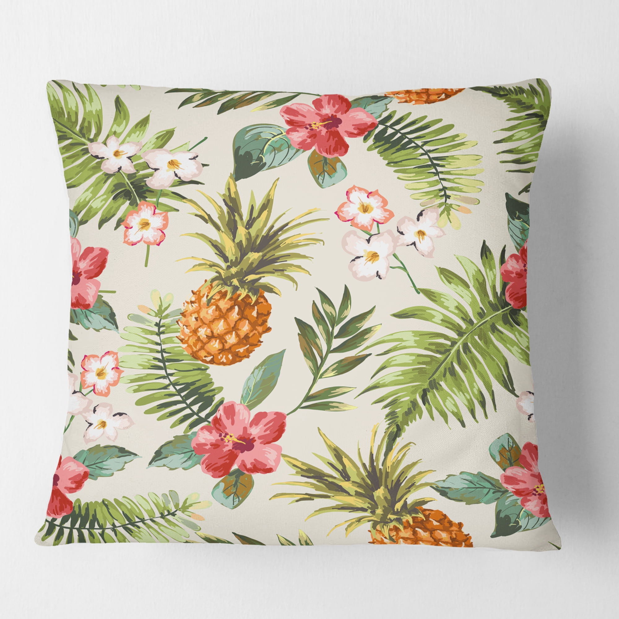 Designart Pineapple Summer Bliss IV' Mid-Century Modern Throw Pillow - 16x16