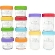 WeeSprout Glass Baby Food Storage Jars with Plastic Lids (4oz/8oz, 12 Pack Set)