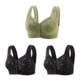 thumbnail image 2 of NSLGXD 3Pc Daisy Bras for Older Women,Front Closure Bras for Women,No Underwire Plus Size Push Up Everyday Bras for Seniors Full Coverage Breathable Bralettes, 2 of 5
