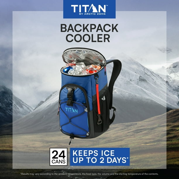 Titan by Arctic Zone 24 Can Backpack Cooler, 16 Quart, Ocean Blue