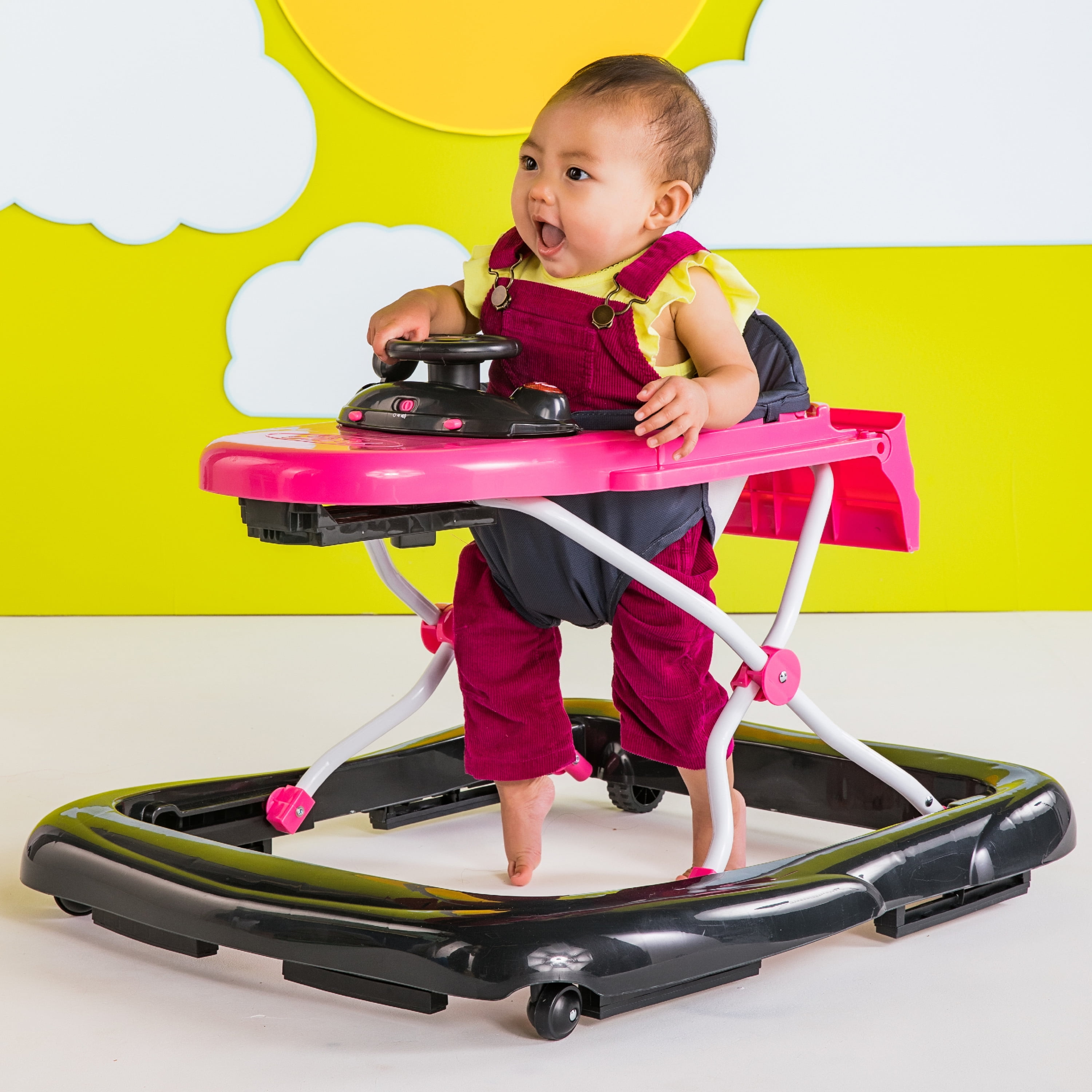 Bright Starts Ford Mustang Ways to Play 4-in-1 Baby Activity Push Walker - Pink