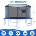 thumbnail image 3 of Kacho Trampoline 14FT 16FT 10FT 12FT, 1400LBS Trampoline with Enclosure Net, Basketball Hoop, Ball, Large Outdoor Trampoline for 1-2 Adults/ 4-5 Kids, No Gap Design Backyard Round Trampoline, Blue, 3 of 7