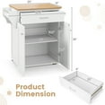 thumbnail image 3 of Giantex Kitchen Island w/Storage Cabinets, Trolley Cart w/Adjustable Height Shelves & Wheels, Spice Rack, Towel Rack, White, 3 of 6