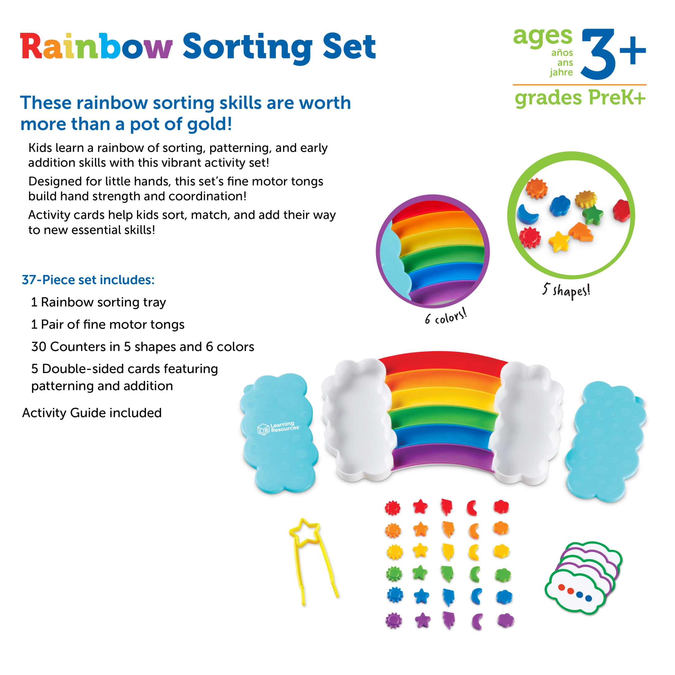 Learning Resources Rainbow Sorting Set Durable Plastic Ages 3+
