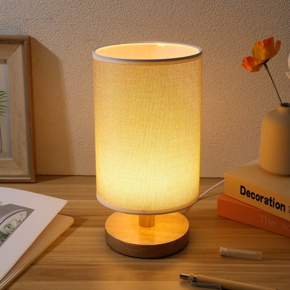 FELTECHELECTR Table Lamp Base Bedside Lamp Yellow Wood 1Pack