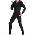 thumbnail image 1 of Qarigey Conjunto de ropa interior térmica de manga larga para hombre, ropa de salón cálida de seda helada para otoño e invierno, camiseta interior conjuntos de ropa Negro/L Qarigey AP013755-11, 1 of 6