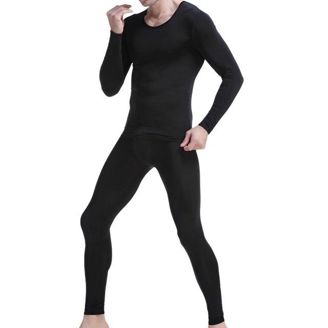 Qarigey Conjunto de ropa interior térmica de manga larga para hombre, ropa de salón cálida de seda helada para otoño e invierno, camiseta interior conjuntos de ropa Negro/L Qarigey AP013755-11