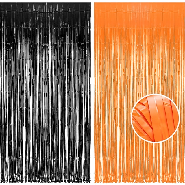 Cortina BRAVESHINE con fondo de flecos, 2 unidades, 2 unidades, 2,5 m, color negro y naranja