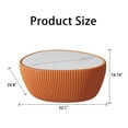 thumbnail image 4 of 32" Oval Coffee Table with Marble Top, Fluted PU Leather Center Table, Modern Minimalist Tea Table for Living Room, No Assembly, Orange, 4 of 6