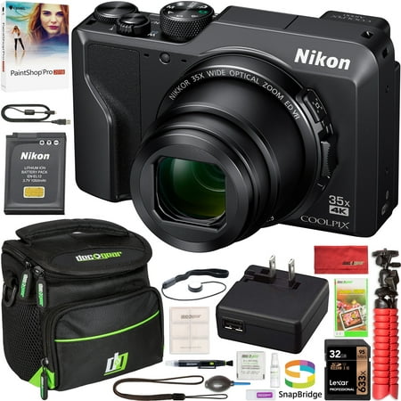 Nikon Coolpix A1000 35x 4K Wi-Fi Digital Camera with Deco Gear Photography Gadget Bag + 32GB + Photo Video Editing Software & Maintenance Accessory