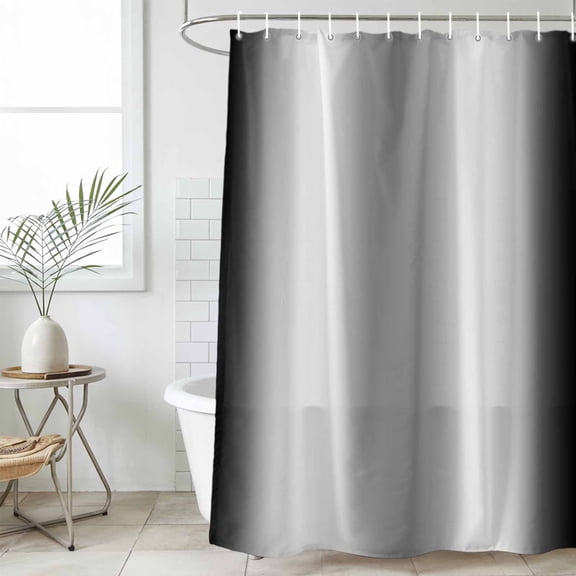 Ombre Black White Waterproof Fabric Shower Curtain,Simple Abstract Striped Farmhouse Waterproof Fabric Shower Curtain for Bathroom Curtains Bathtubs Shower Curtains with 12 Hooks Extra Long 72x96