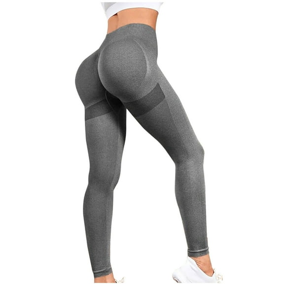 RYRJJ Workout Leggings for Women Gym Scrunch Butt Butt Lifting Seamless Leggings Soft High Waisted Stretch Athletic Yoga Pants(Dark Gray,L)