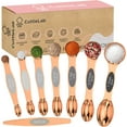 thumbnail image 1 of MISSUNNY Magnetic Measuring Spoons Set - Stainless Steel, Double Ended, Stackable & Nested Design for Dry and Liquid Ingredients, Ideal for Spice Jars, 8-Piece Set with Leveler (Rose Gold), 1 of 4