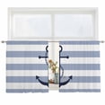 thumbnail image 2 of Blue White Striped Semi Sheer Window Curtains 54 Inches Long, Navy Blue Beach Nautical Anchor Ocean Coastal Rod Pocket Voile Chiffon Curtain Light Filtering Drapes for Living Room, 52"x54", 2 Panels, 2 of 9